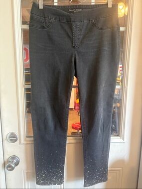 Chico's Black Pull-On Jeggings with Embellished Hem